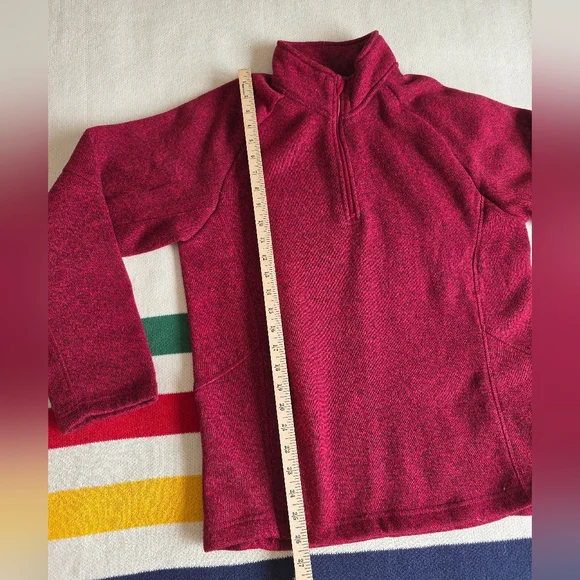 Devon & Jones Raspberry Red Quarter-Zip Fleece Pullover Sweater S Small - Picture 8 of 11